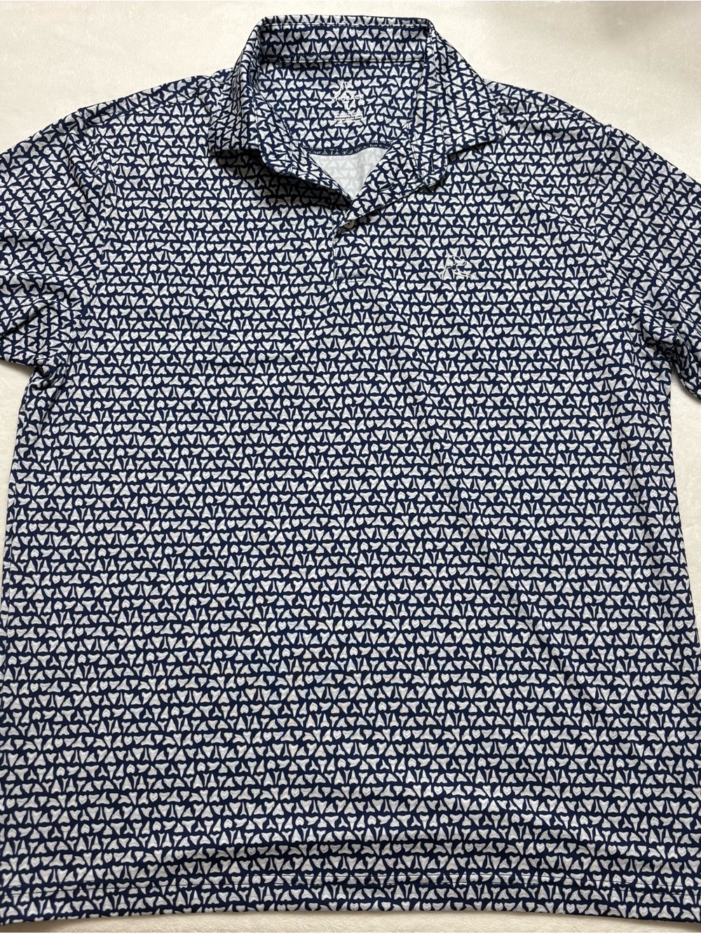 Rhoback Navy and White The Shark Polo Size Large